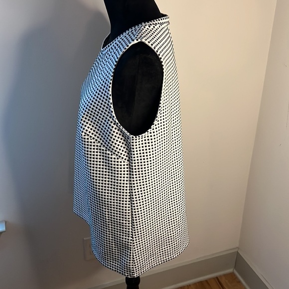 Banana Republic Sz L sleeveless checkered round neckline casual relaxed top L - Picture 4 of 6